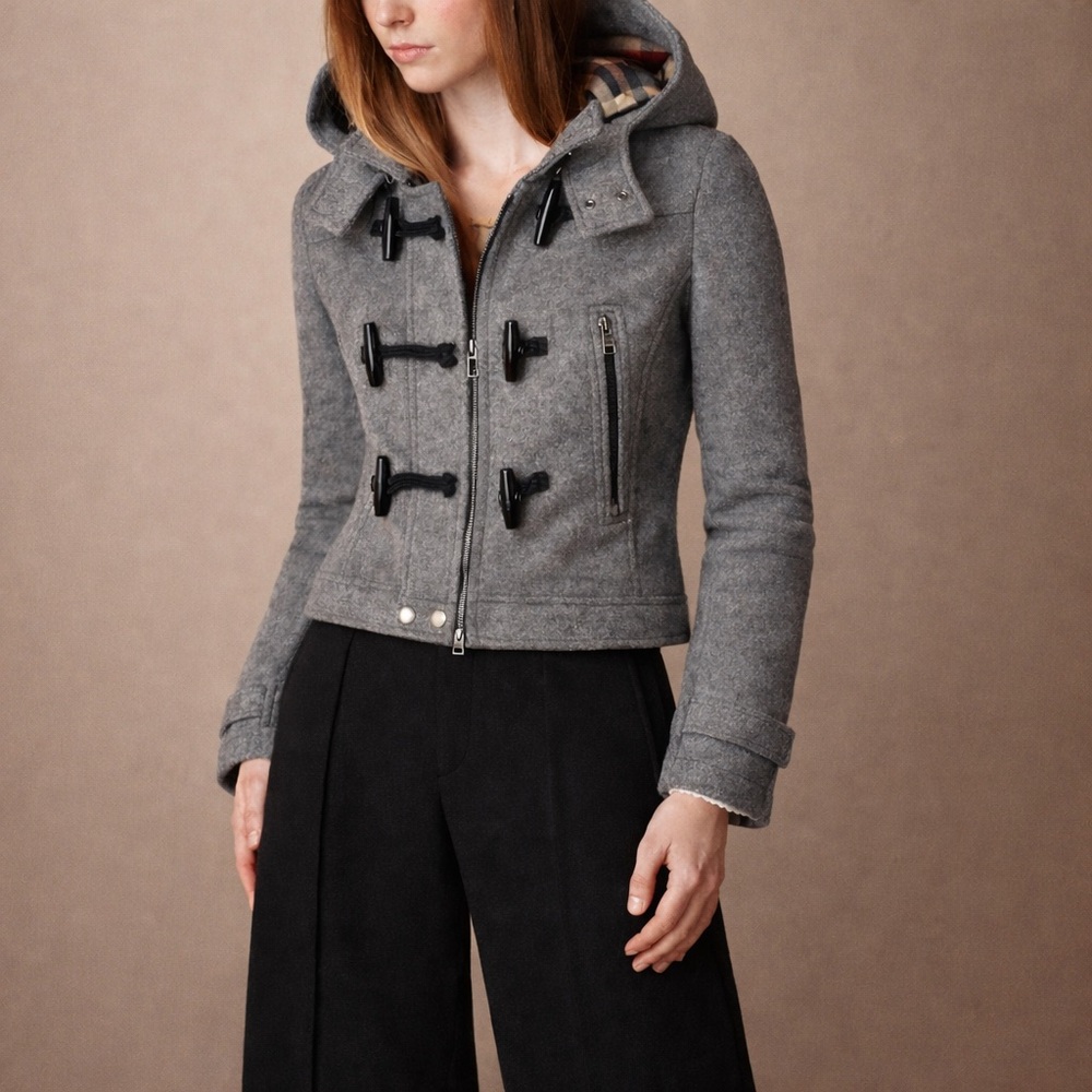 NWT Authentic Burberry Wool Crop Toggle Jacket Gr… - image 2